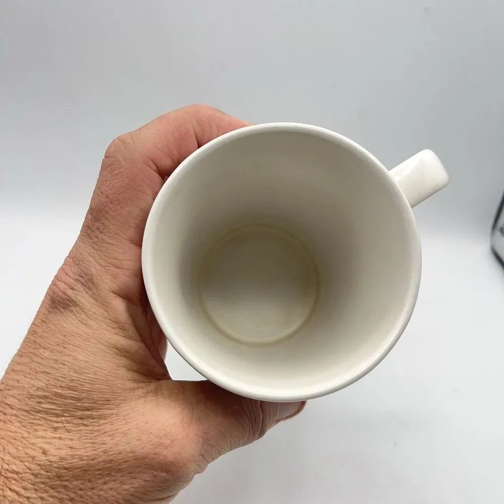 STARBUCKS COFFEE 2014 Tall White Mug Cup Mirror Label Hobnail Base 16 Oz - Picture 11 of 11